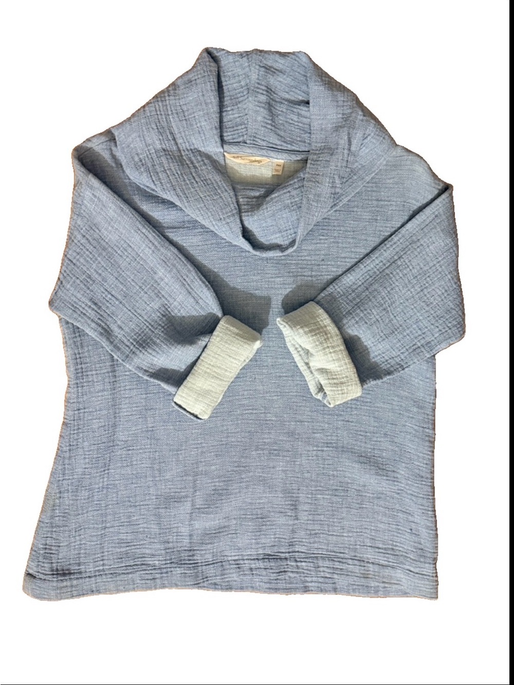 Soft Surroundings Light Blue Linen/Cotton Cowl Neck Tunic for Petites XS